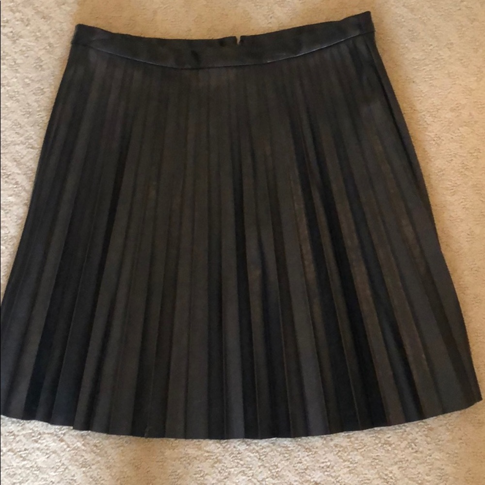 J crew black pleated skirt (faux leather)